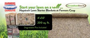 Haystraw lawn starter blankets at Farmers Coop