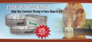 Stock tank ad for 10% off in October at Farmer's Coop