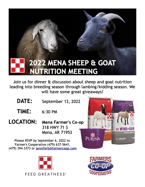 Farmers Coop Mena Sheep and Goat Clinic Flyer