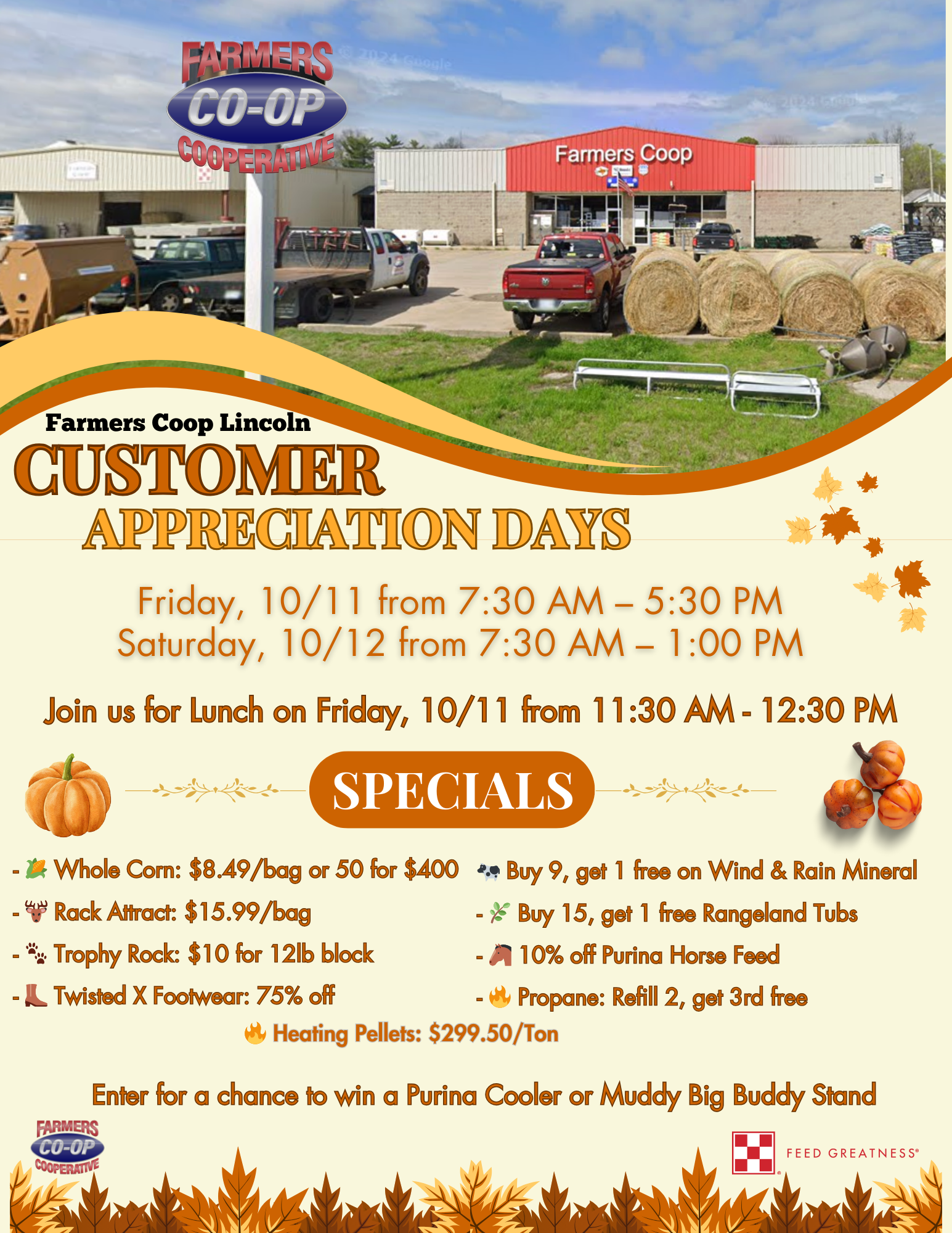 Farmers Coop Lincoln Store Customer Appreciation Days Oct. 11-12, 2024